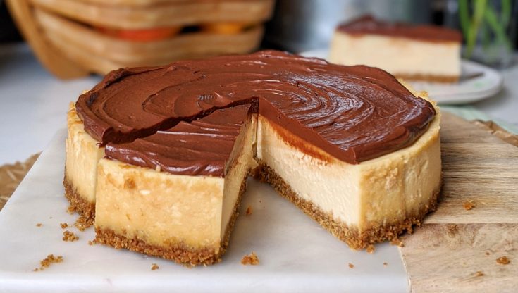 Choco-Vanilla New York Baked Cheesecake | Kemmy Recipes