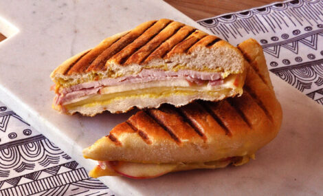 Ham Cheddar Apple Panini with Honey Mustard