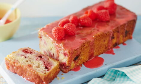 Lemon and raspberry loaf with raspberry icing