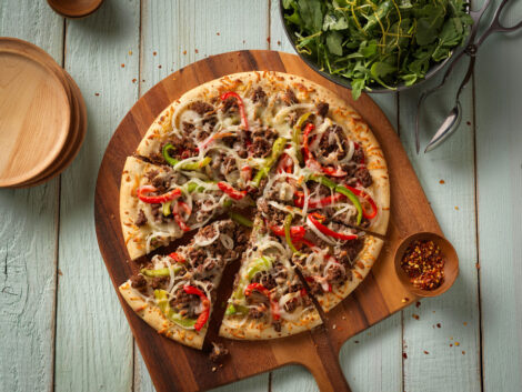 Beef Pepper and Onion Pizza