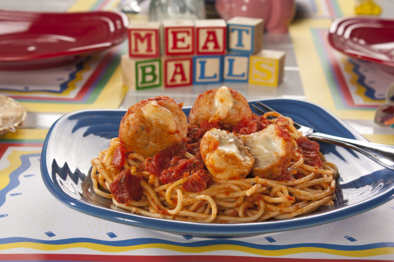 Cheese Stuffed Meatballs Spaghetti