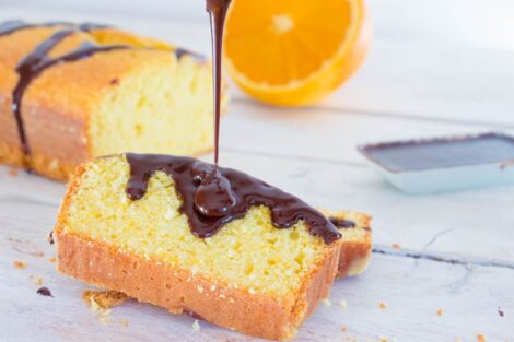 Orange Pound Cake with Chocolate Sauce