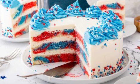 Red White and Blue Marbled Layered cake