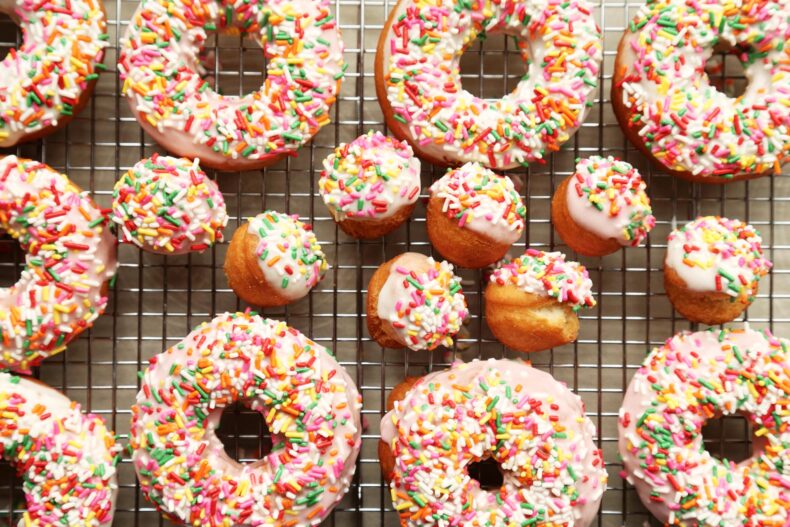 Sprinkled cake doughnuts