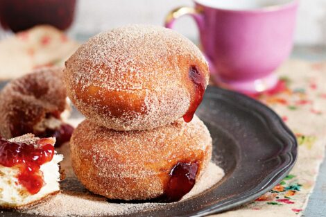 Strawberry jam doughnuts