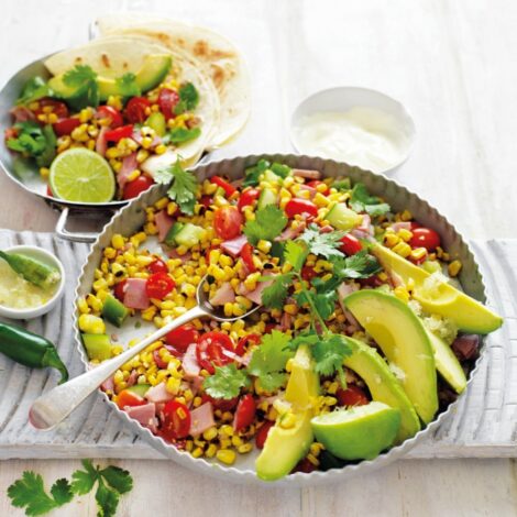 Mexican Grilled Sweetcorn Avocado Ham Salad