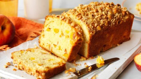 Peach coconut and hazelnut loaf