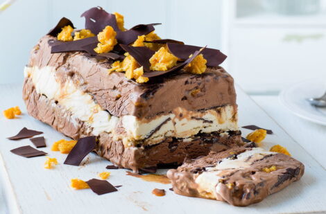 Chocolate and honeycomb ice cream terrine