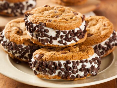 Vegan and Gluten Free Chocolate Chip Cookie Ice Cream Sandwiches