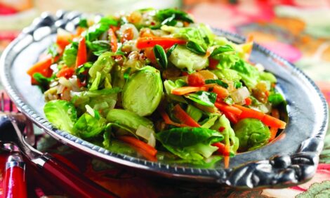 Sauteed Brussels Sprouts Slaw with Carrots and Golden Raisins