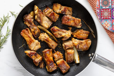 Pan fried pork ribs