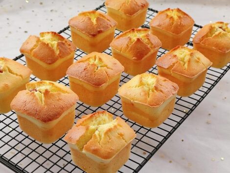 Mini strawberry flowy pound cake