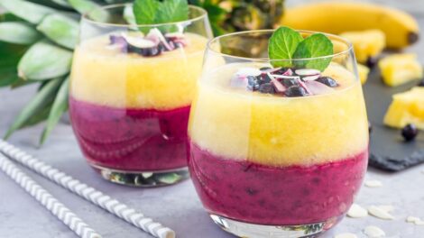 Blueberry banana smoothie with pineapple
