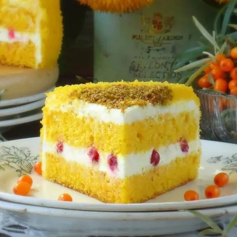 Autumn sea buckthorn cake