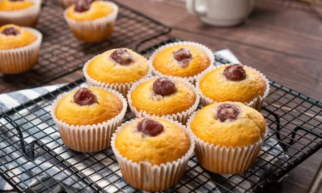 Cake Mix Cherry Muffins