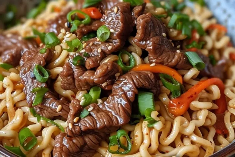 Mongolian Beef Stir Fry with Ramen