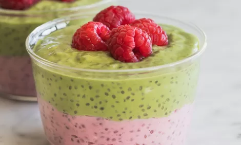 Raspberry Matcha Chia Pudding