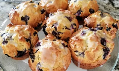 streusel crumbs topped Lemon Blueberry Muffins