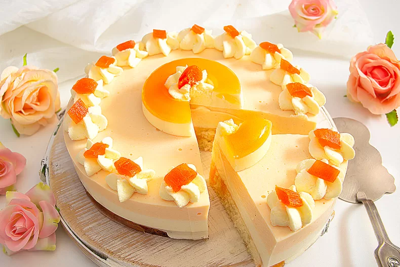 Curd cake with oranges