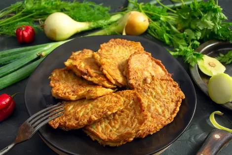 Zucchini pancakes with herbs