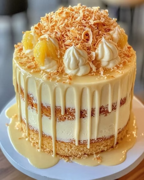 Coconut Cream Cake with Pineapple Jam Filling